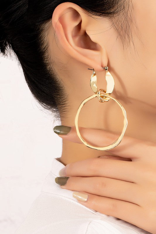 Statement hammered hoop drop earrings - SELFTRITSS   