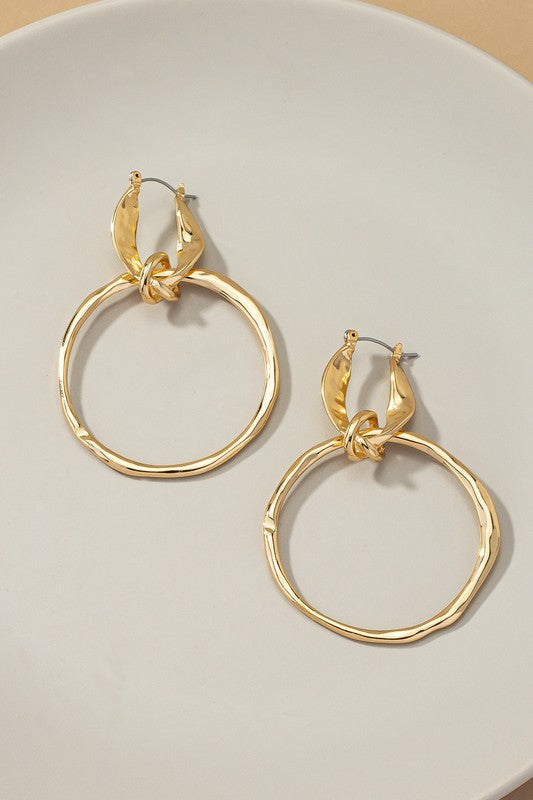 Statement hammered hoop drop earrings - SELFTRITSS   