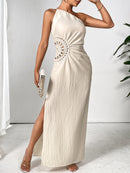 Slit One Shoulder Sleeveless Maxi Dress - SELFTRITSS   