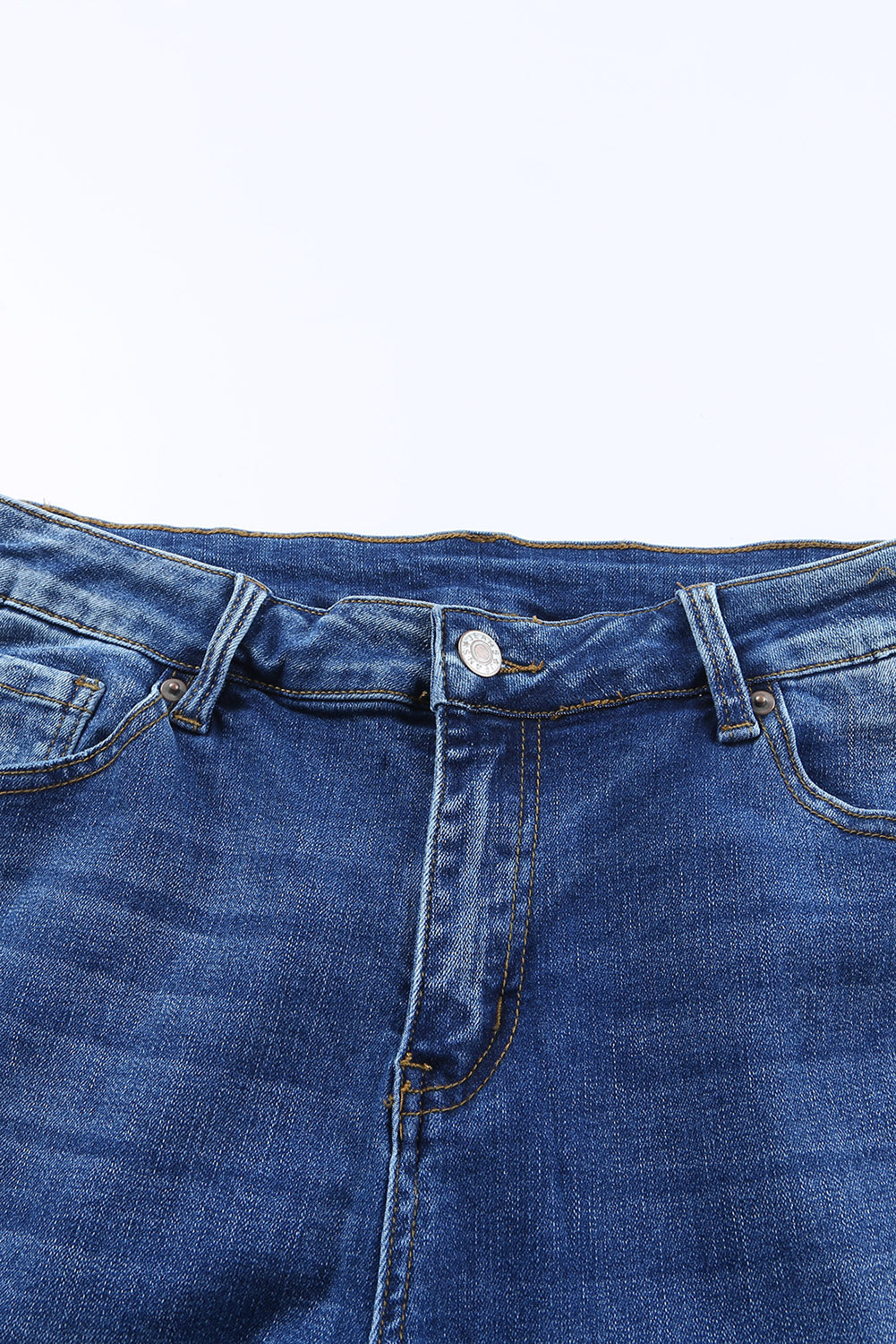 Blue Raw Hem Ankle-length Skinny Jeans - SELFTRITSS