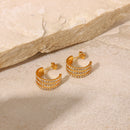 Stainless Steel Inlaid Zircon C-Hoop Earrings - SELFTRITSS   