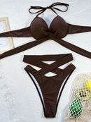 Crisscross Halter Neck Bikini Set - SELFTRITSS