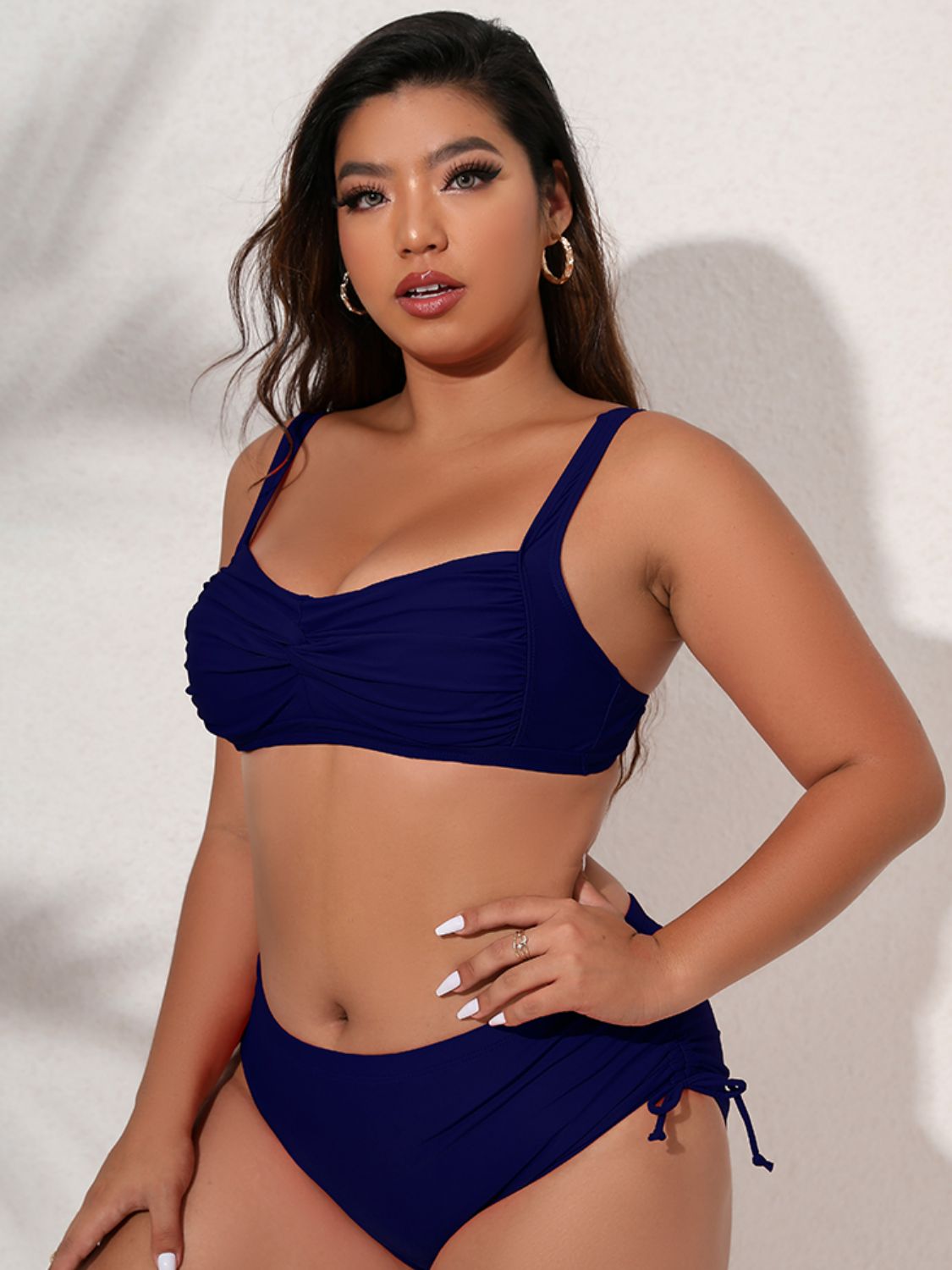 Plus Size Twist Front Tied Bikini Set - SELFTRITSS   