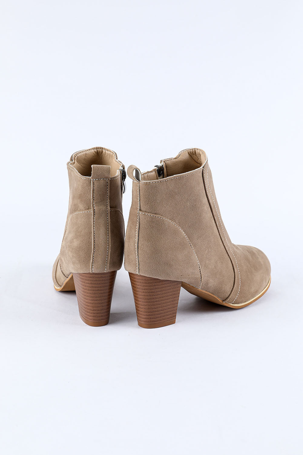 Faux Suede Size Zip Heeled Booties - SELFTRITSS