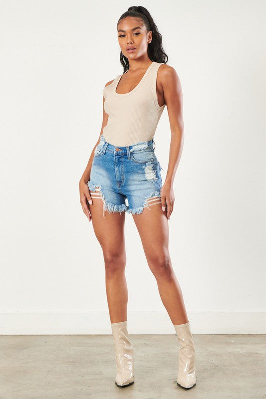 Vintage Washed Denim Shorts