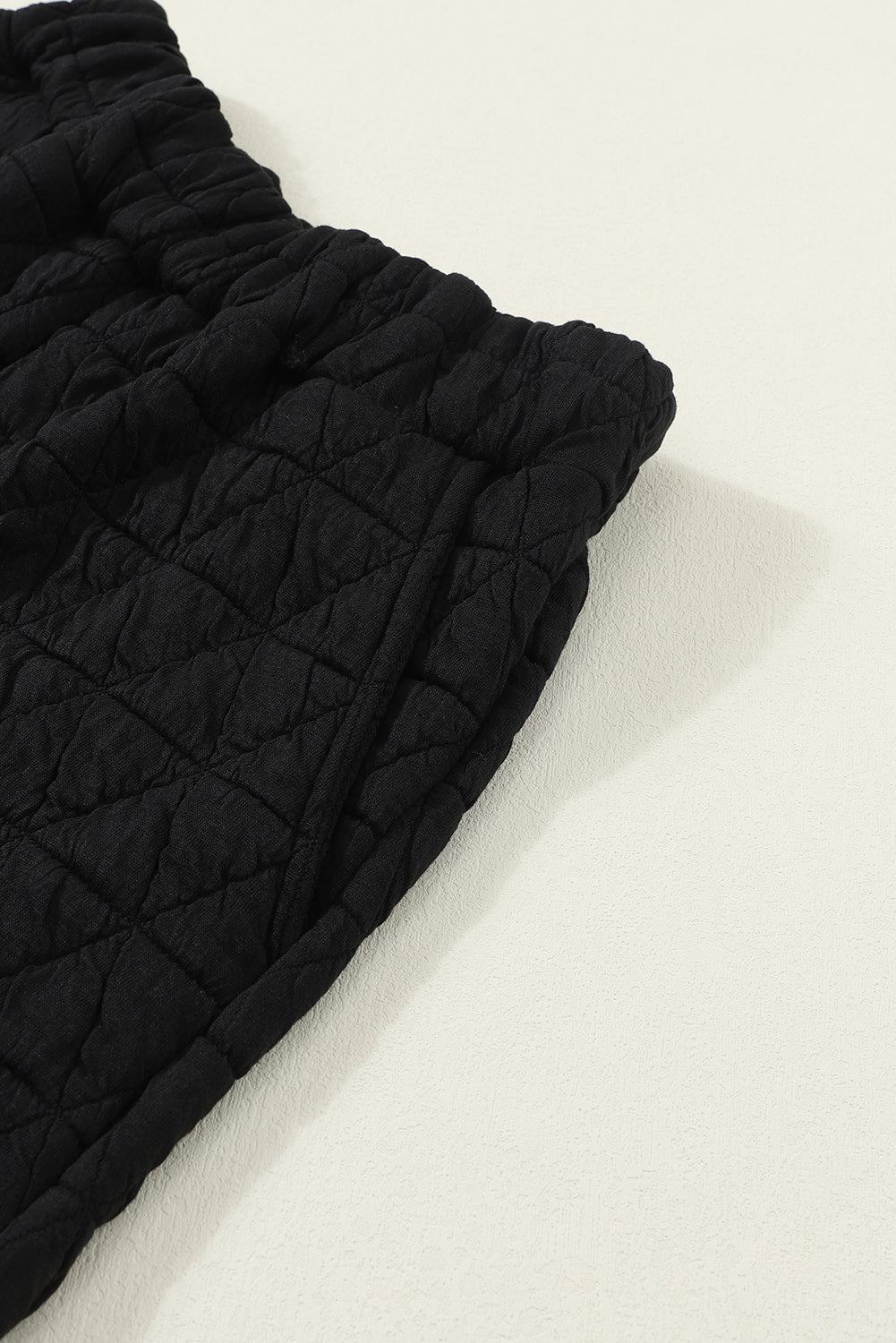 Black Solid Quilted Pullover and Pants Outfit - SELFTRITSS