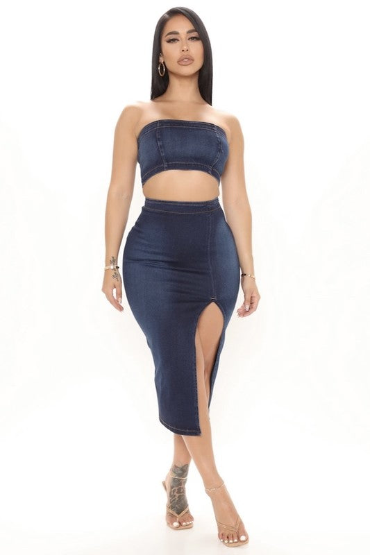 Miami Skirt Set in Dark Denim