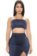 Miami Skirt Set in Dark Denim - SELFTRITSS   