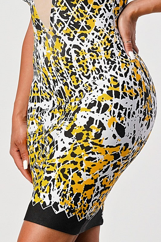 Animal Printed Bandage Dress - SELFTRITSS   