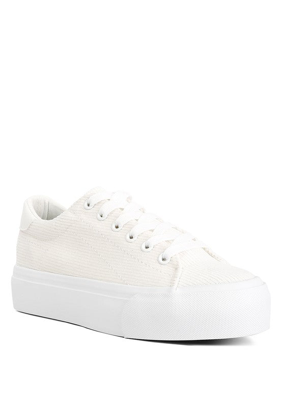 Hyra Solid Flatform Canvas Sneakers - SELFTRITSS