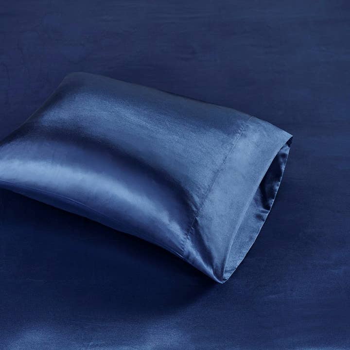 Luxury Satin 6-Piece Sheet Set, Navy Blue
