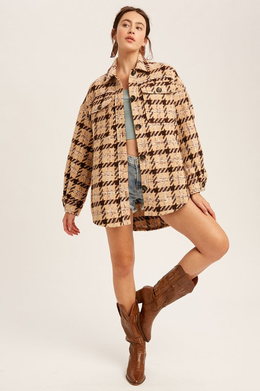 Oversized Plaid Soft Sherling Shacket - SELFTRITSS