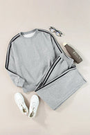 Round Neck Long Sleeve Top and Pants Active Set - SELFTRITSS   