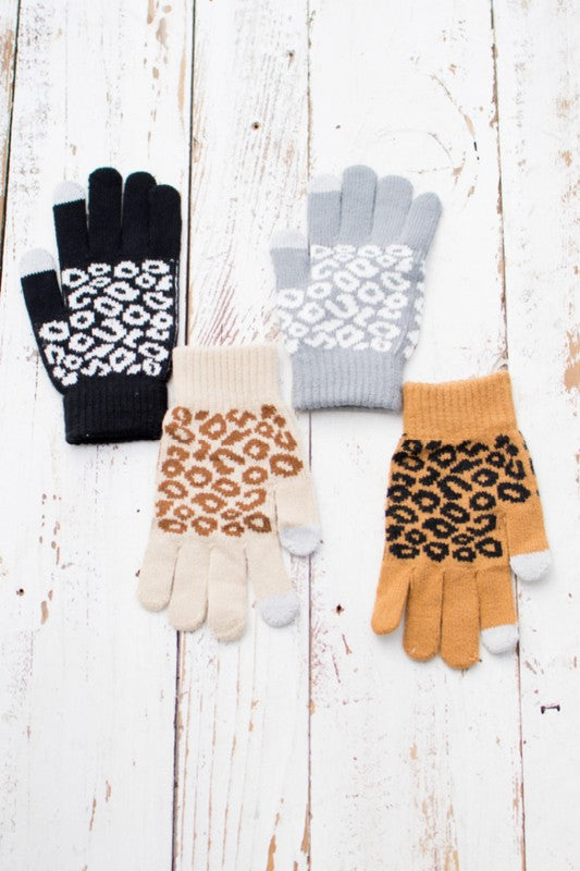 Leopard Stretch Touch Gloves - SELFTRITSS   