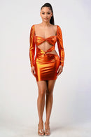 Copper Radiance Cut-out Mini Dress - SELFTRITSS