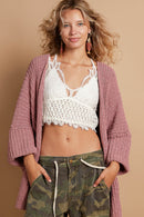 Crochet Mauve Open Front Cardigan