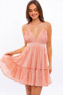 Halter Babydoll Tiered Mini Dress - SELFTRITSS   