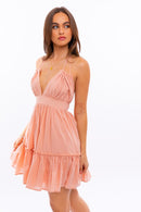 Halter Babydoll Tiered Mini Dress - SELFTRITSS   