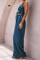 Ruffled Sleeveless Top and Wide Leg Pants Set - SELFTRITSS   