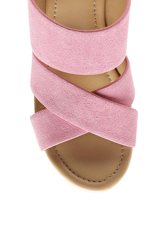 GERD BLOCK HEELED SUEDE SLIP-ON SANDAL - SELFTRITSS   