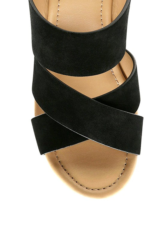 GERD BLOCK HEELED SUEDE SLIP-ON SANDAL - SELFTRITSS   