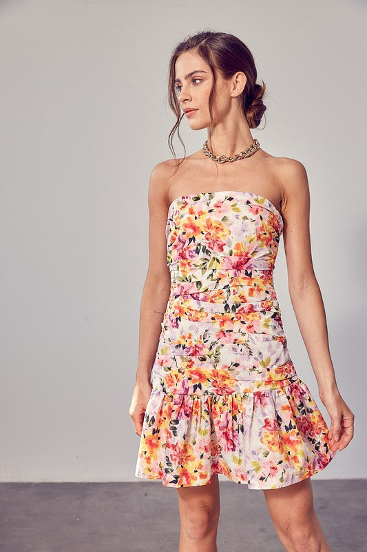 Tube Flower Print Dress - SELFTRITSS