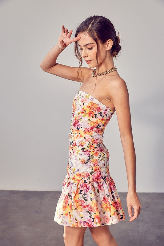 Tube Flower Print Dress - SELFTRITSS