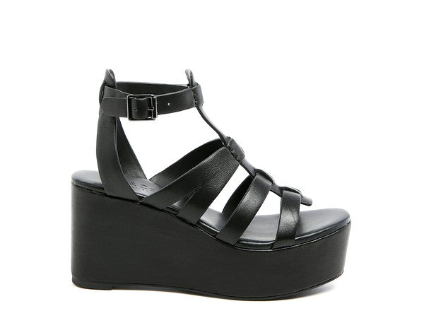 Windrush Cage Wedge Leather Sandals
