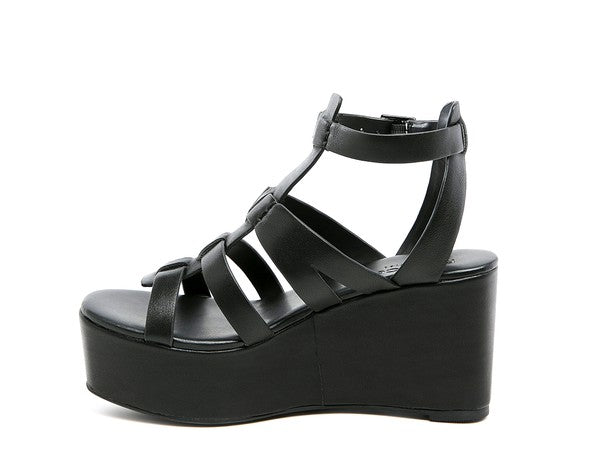 RAG&CO WINDRUSH CAGE WEDGE LEATHER SANDAL - SELFTRITSS