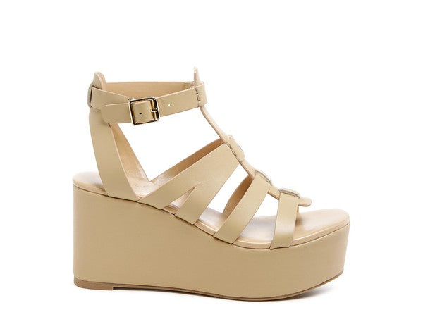 RAG&CO WINDRUSH CAGE WEDGE LEATHER SANDAL - SELFTRITSS