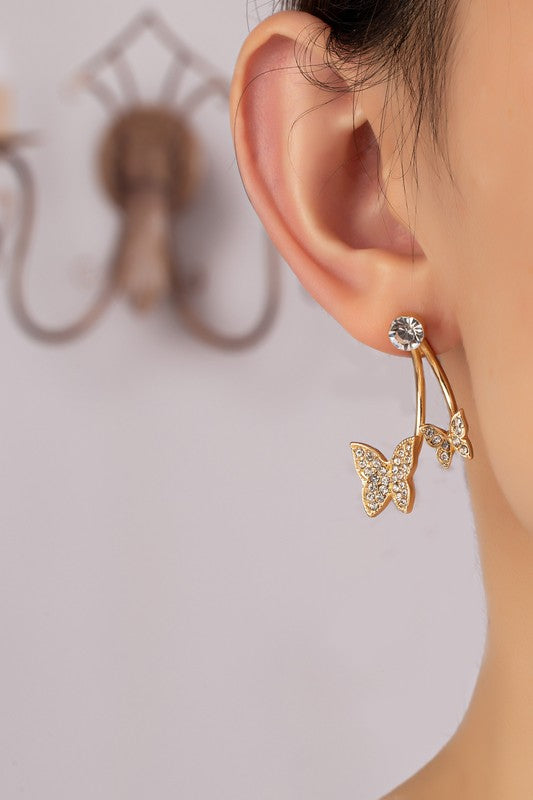 Pave rhinestone butterfly earrings - SELFTRITSS   