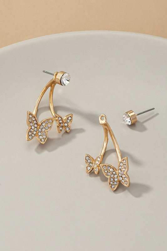 Pave rhinestone butterfly earrings - SELFTRITSS   