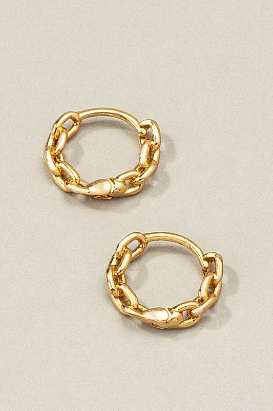 Premium brass chain shape huggie hoop earrings - SELFTRITSS   