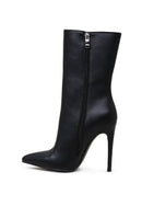 Women's Black Faux Leather Ankle Boots