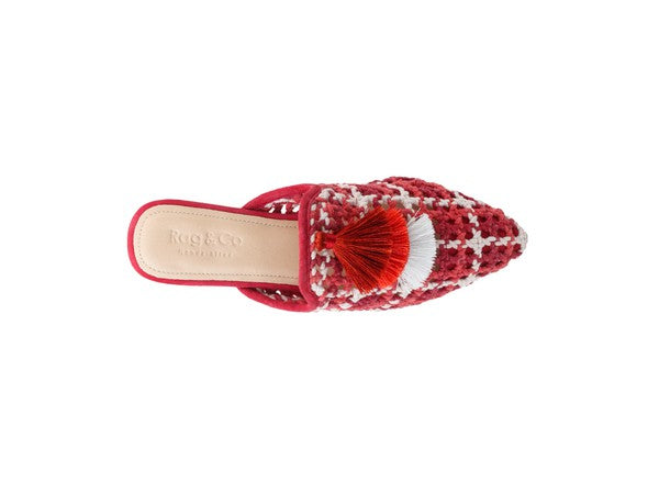 London Rag Mariana Woven Flat Mules With Tassels - SELFTRITSS