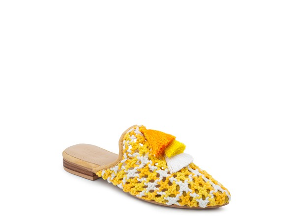 London Rag Mariana Woven Flat Mules With Tassels - SELFTRITSS