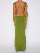 Backless Wide Strap Maxi Dress - SELFTRITSS   