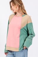 Color Block Long Sleeve Top - SELFTRITSS   