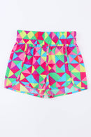 Multicolor Geometric High Waisted Athletic Shorts - SELFTRITSS