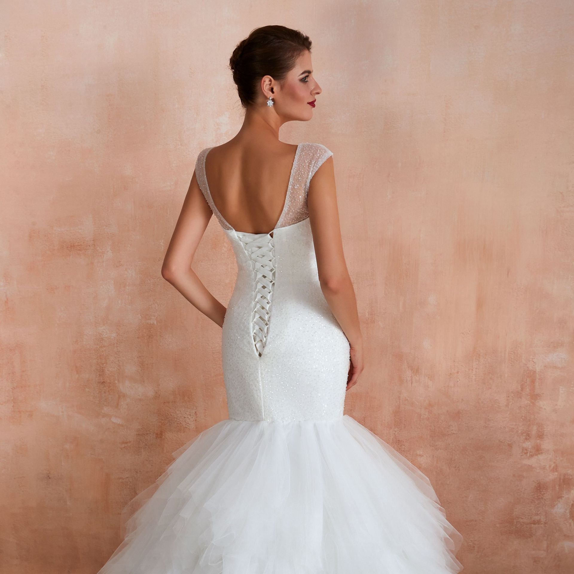 FishTail Wedding Dress Waist Backless V-Neck - SELFTRITSS