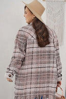 Pink Plus Size Macrame Plaid Coat - SELFTRITSS