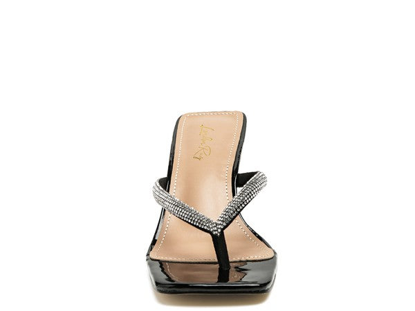 LITCHI CRYSTAL LINED THONG BLOCK HEELED SANDAL - SELFTRITSS   