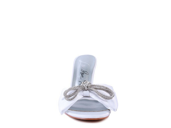 Crystal Bow Satin High Heeled Sandals - SELFTRITSS