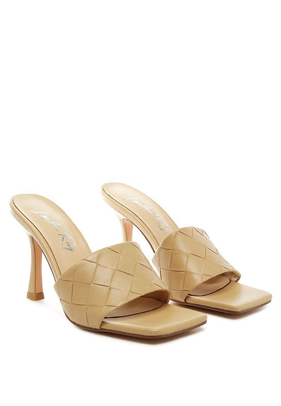 Carmen High Heeled Woven Square Toe Sandal - SELFTRITSS   