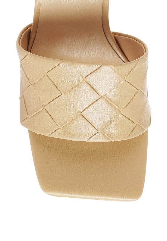 Carmen High Heeled Woven Square Toe Sandal - SELFTRITSS   