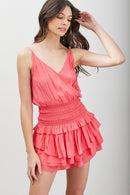 Wrap Smocked Waist Ruffle Dress - SELFTRITSS