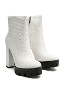 London Rag Solid Textured Block Heeled Boots