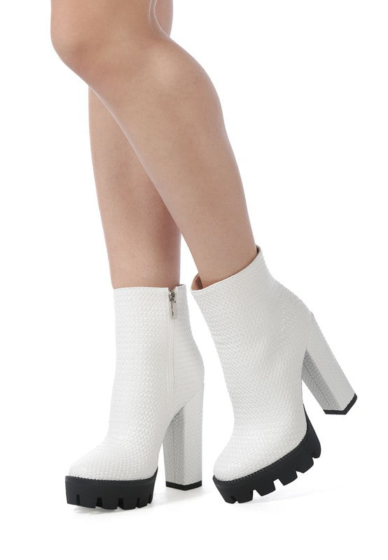 London Rag Solid Textured Block Heeled Boots