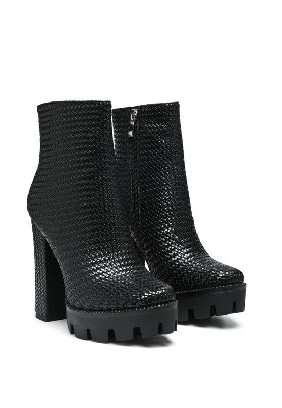 London Rag Solid Textured Block Heeled Boots