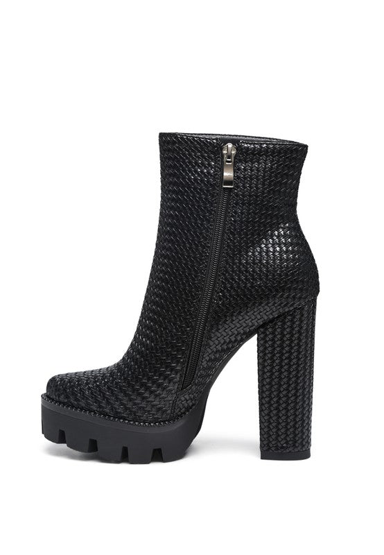 London Rag Solid Textured Block Heeled Boots